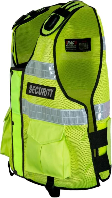 High Visibility Security Vest with Reflective Stripes - Adjustable Fit