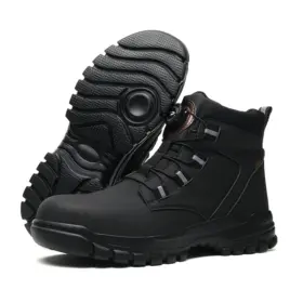 High Top Rotary Button Water-Resistant Work Shoes