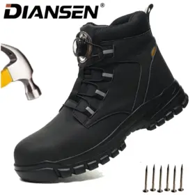 High Top Rotary Button Water-Resistant Work Shoes