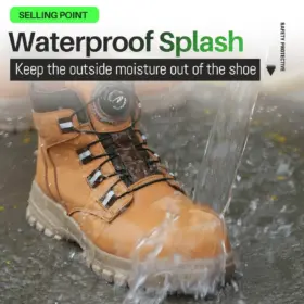 High Top Rotary Button Water-Resistant Work Shoes