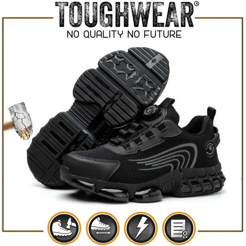 Steel Toe Cap Trainers Work Shoes NO Laces